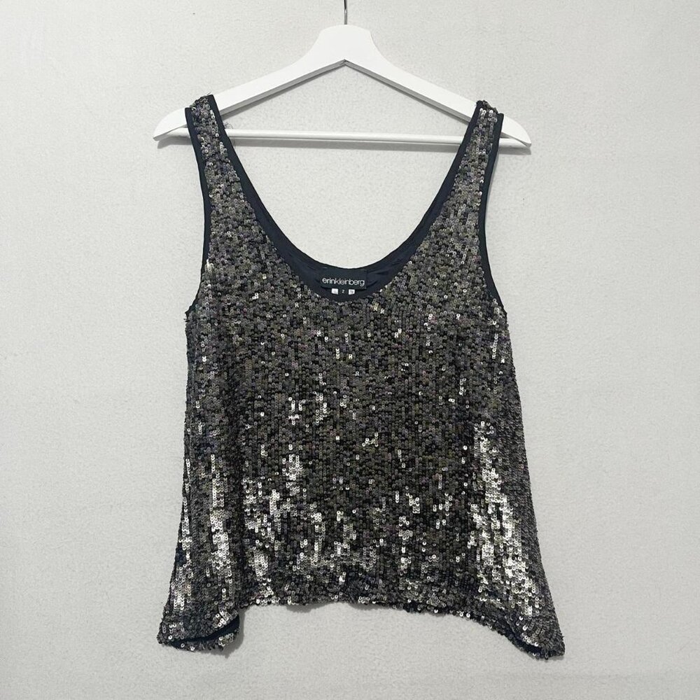 Erin Kleinberg Silk and all sequin ank top tag size 2